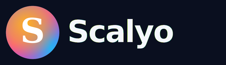 Logo Scalyo horizontal avec le nom, version pour fond sombre